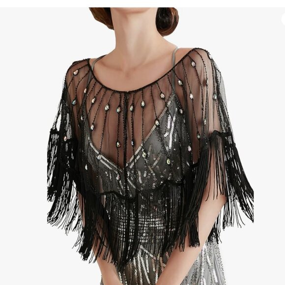 Sequin Beaded Shawl Wrap - Picture 3 of 6